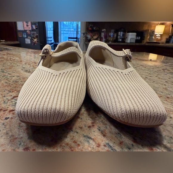 Vivaia Mary Jane Buckle Mesh Light Brown Ballet Flats Women’s Size 38 NEW No Box - Picture 5 of 14